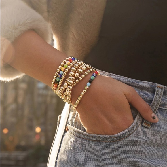 Jewelry - • Giselle • Trendy Colorful Gold Beaded Bracelet
